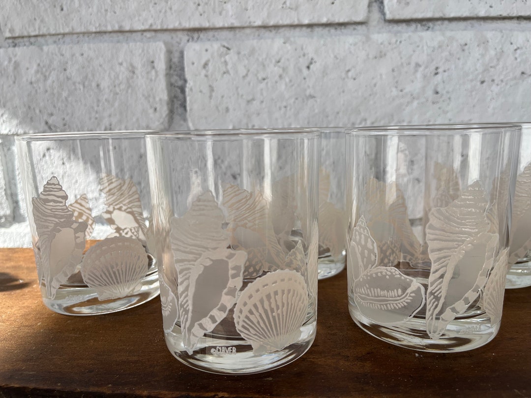Culver Set of 4 Seashell Whiskey Glasses Glassware, Vintage Culver Set ...