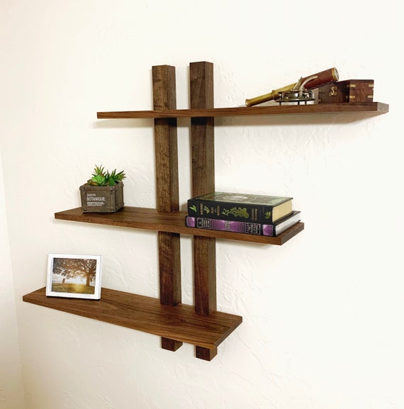 Adjustable Wall Shelf Shifting Modern Wall Shelf Dark Handmade