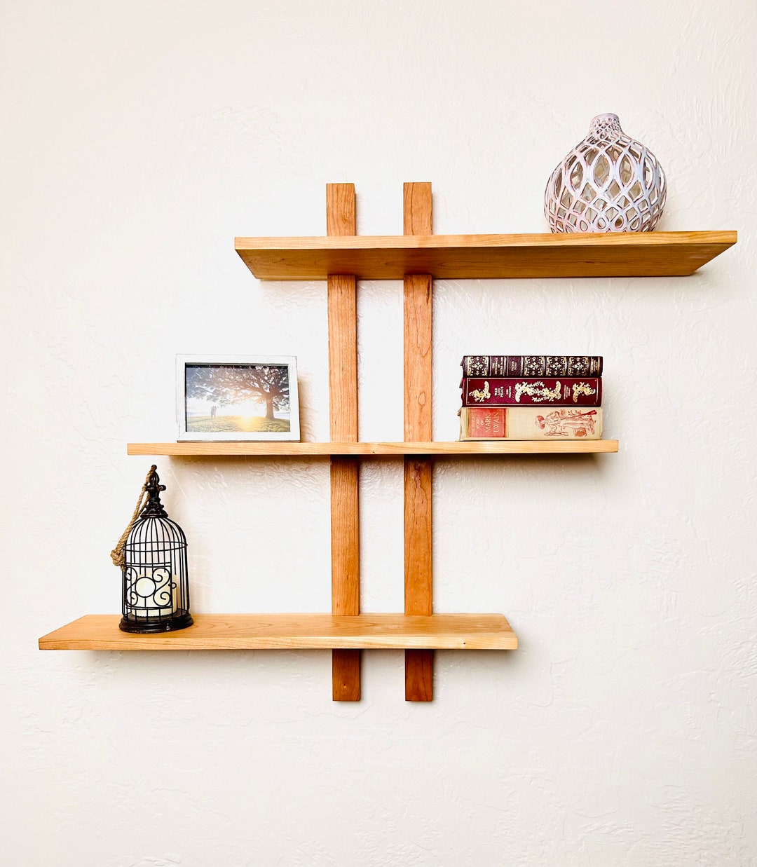 Adjustable Wall Shelf, Shifting Modern Wall Shelf, Light, Handmade