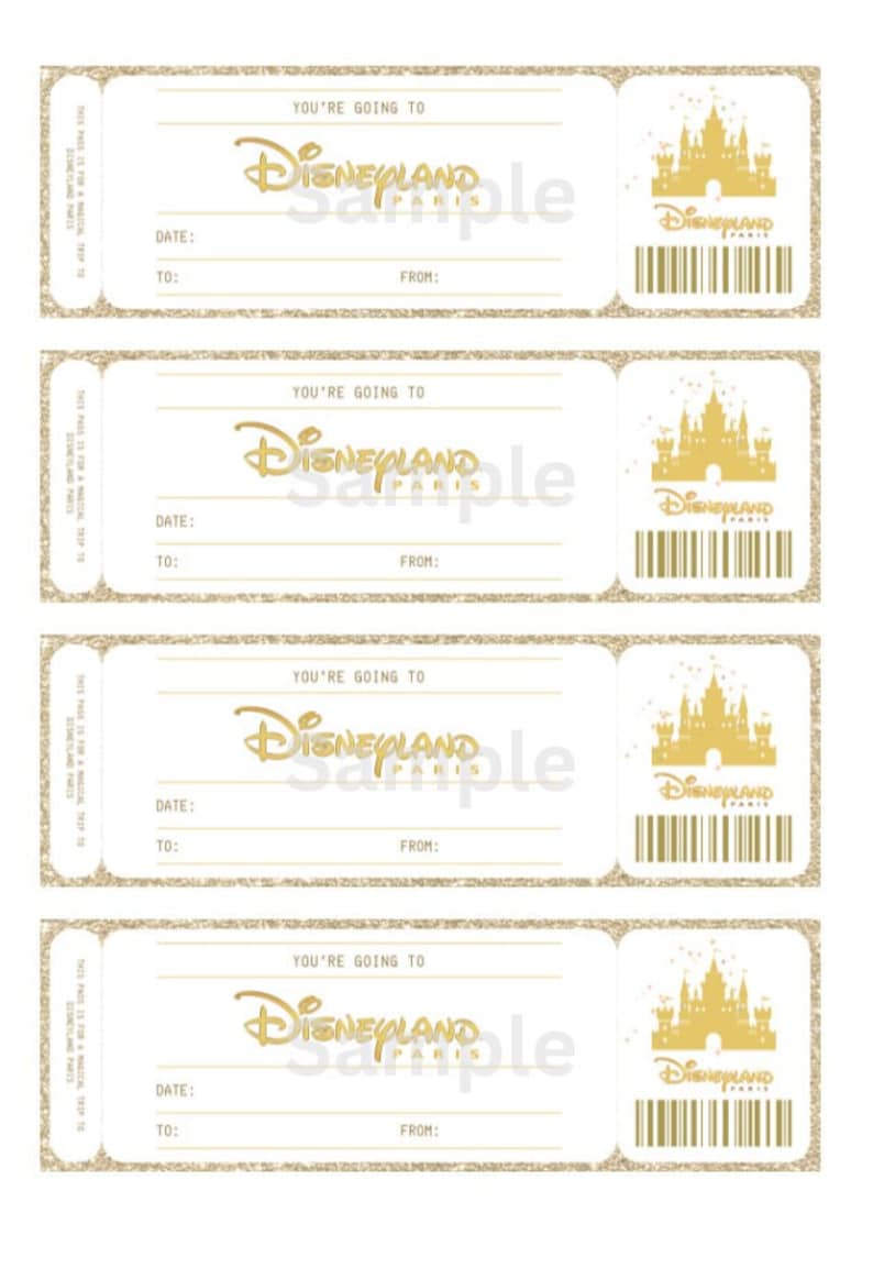 Printable Ticket to Disneyland Paris, Surprise Gift, Birthday Gift ...
