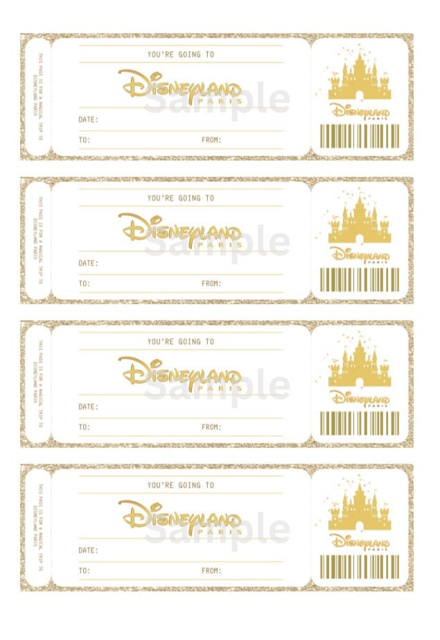Printable Ticket to Disneyland Paris, Surprise Gift, Birthday Gift ...