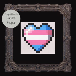 Trans Flag Pixel Heart Cross Stitch Pattern