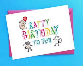Rat Birthday Card. Rat greetings card