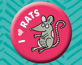 Rat Button Badge. Animal Badge. Rescue Animals. RATS