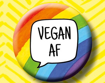 VEGAN AF Badge. Button Badge. Animal Badge. Rescue Animals. Ferret