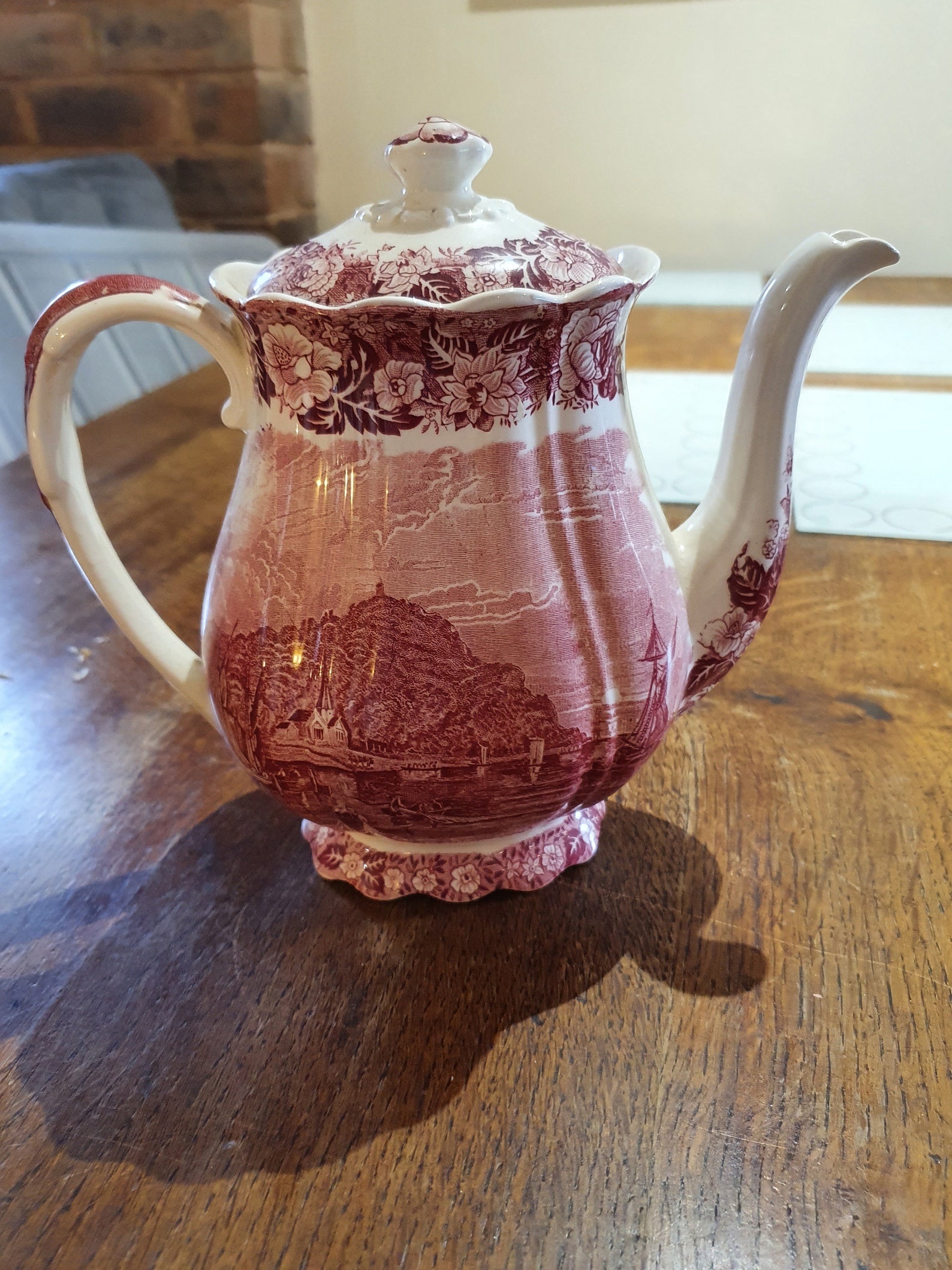 Erith Kent paisley pottery Teapot vintage Thames River scene Etsy