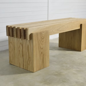 Bench in solid Oak Wood, Entry way Bench / Garden Bench, Mid Century Bench, Scandinavian Design.