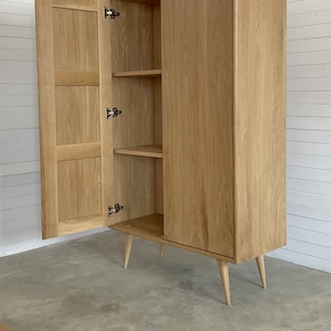 Oak Wardrobe, Bedroom Cabinet, Mid Century Oak Cabinet, Scandinavian Furniture