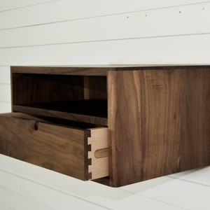 Solid Walnut Floating Nightstand: Scandinavian Mid-Century Modern