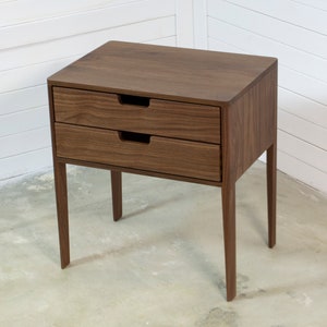 Nightstand in Solid Walnut/Oak Wood, Bedside Table with two Drawers, Mid-Century Modern Nightstand, Scandinavian Style / free shipping