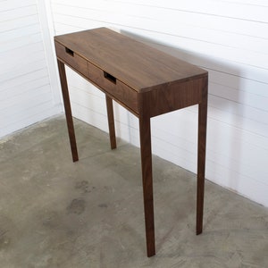 Entry Console table in Walnut/Oak solid wood, Hallway console table with two drawers, Narrow console table, Scandinavian Furniture