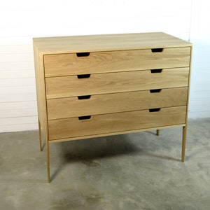 Chest of drawers in Oak or Walnut Solid Wood, Oak Wood Chest, Mid Century Credenza, Scandinavian Design image 2