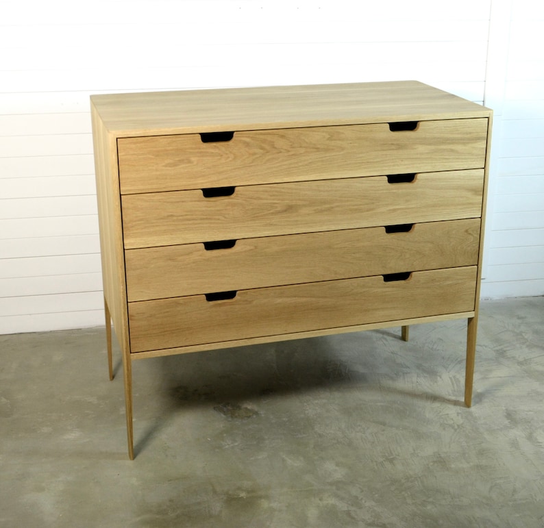 Chest of drawers in Oak or Walnut Solid Wood, Oak Wood Chest, Mid Century Credenza, Scandinavian Design image 2