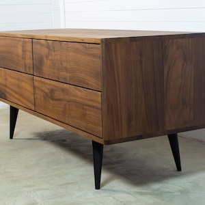 Sideboard in solid walnut wood, Chest of Drawers, Media Cabinet, Scandinavian design.