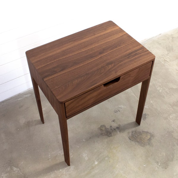 Nightstand in Solid Walnut/Oak Wood, Bedside Table with Drawer, Mid-Century Modern Nightstand  , Scandinavian Style /free shipping