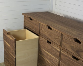 Office file cabinet / chest of drawers in solid walnut / oak, mid-century Credenza, media cabinet, sandinavian design