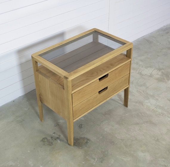 Two drawer mid century nightstand deals