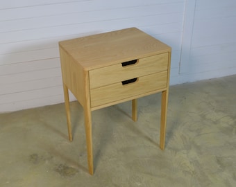 Handmade Solid Wood Nightstand: Mid-Century Modern Bedside Table