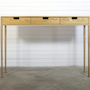 Entry Console table in Oak solid wood, Hallway console table with three drawers, Narrow console table, Scandinavian Furniture