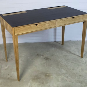 Solid Oak Wood Desk: Mid Century Modern Office Furniture