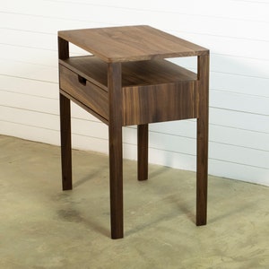 Bedside table in solid Walnut Wood image 1