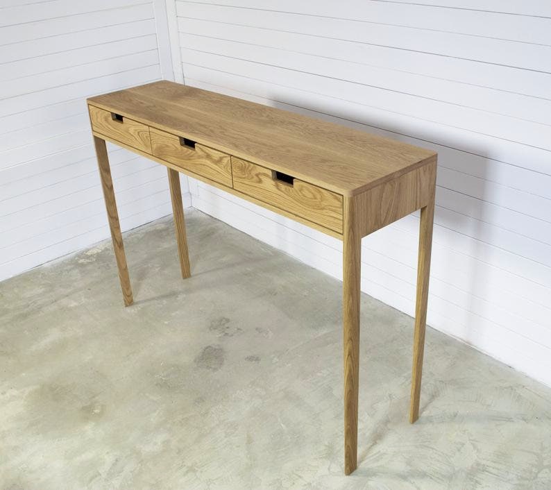 Entry Console table in Oak solid wood Hallway console table Etsy