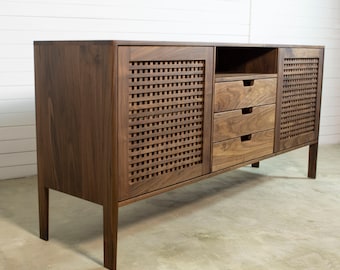 Walnut Sideboard, Mid Century Credenza, Media Cabinet, Sandinavian design