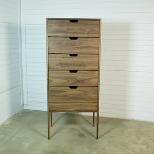 Tall Dresser in Walnut Wood, Mid Century Modern Dresser, Chest of drawers, Scandinavian Design,