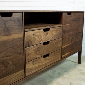 Walnut Sideboard, Mid Century Credenza, Media Cabinet, Sandinavian design