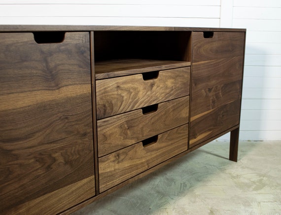 Walnut Sideboard, Mid Century Credenza, Media Cabinet, Sandinavian design