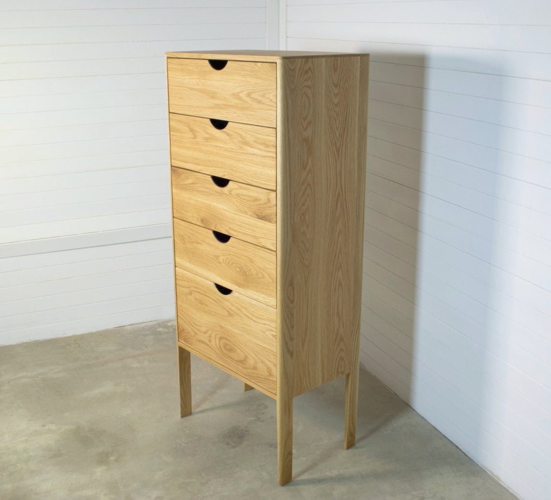 Tall Dresser in Oak Wood, Mid Century Modern Dresser, Chest of Drawers,  Scandinavian Design, - Etsy