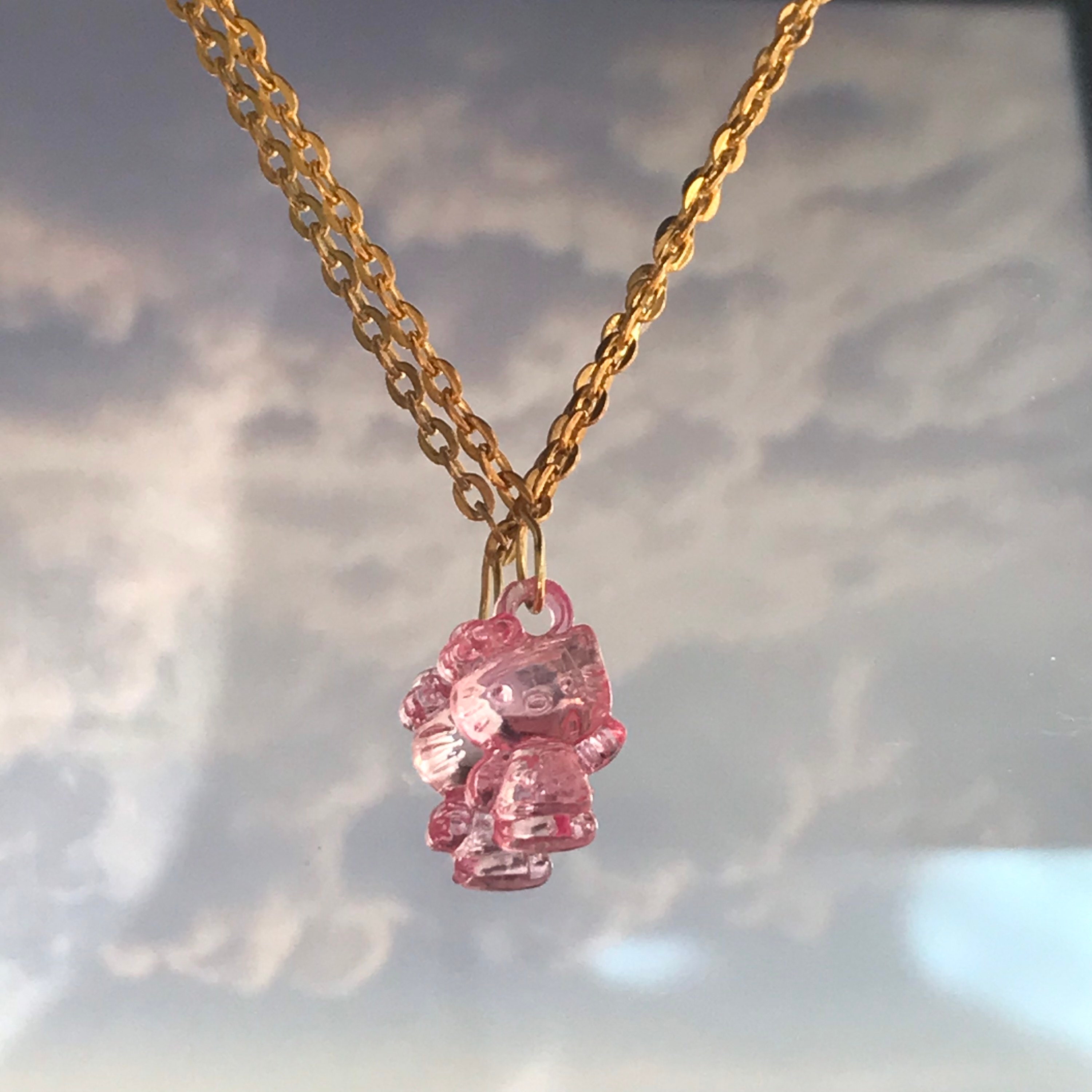 Gold hello kitty necklace 3 Etsy