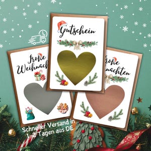 Gutschein Rubbelkarte Frohe Weihnachten Geschenkkarte Personalisiert Rosé Silber Gold Postkarte DIY