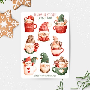 Stickerbogen, Weihnachten, Zwerge, Winter, Becher, Wintermütze Scrapbook, Journal, Vinyl