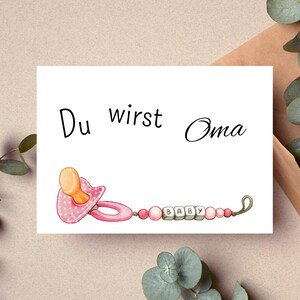 Postkarte Geburt Schwangerschaft Wasserfarben Optik Matt Rosa - Verschiedene Variationen