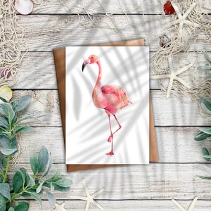 Postkarte Flamingo Vogel Sommer Bunt Wasserfarben Optik Matt