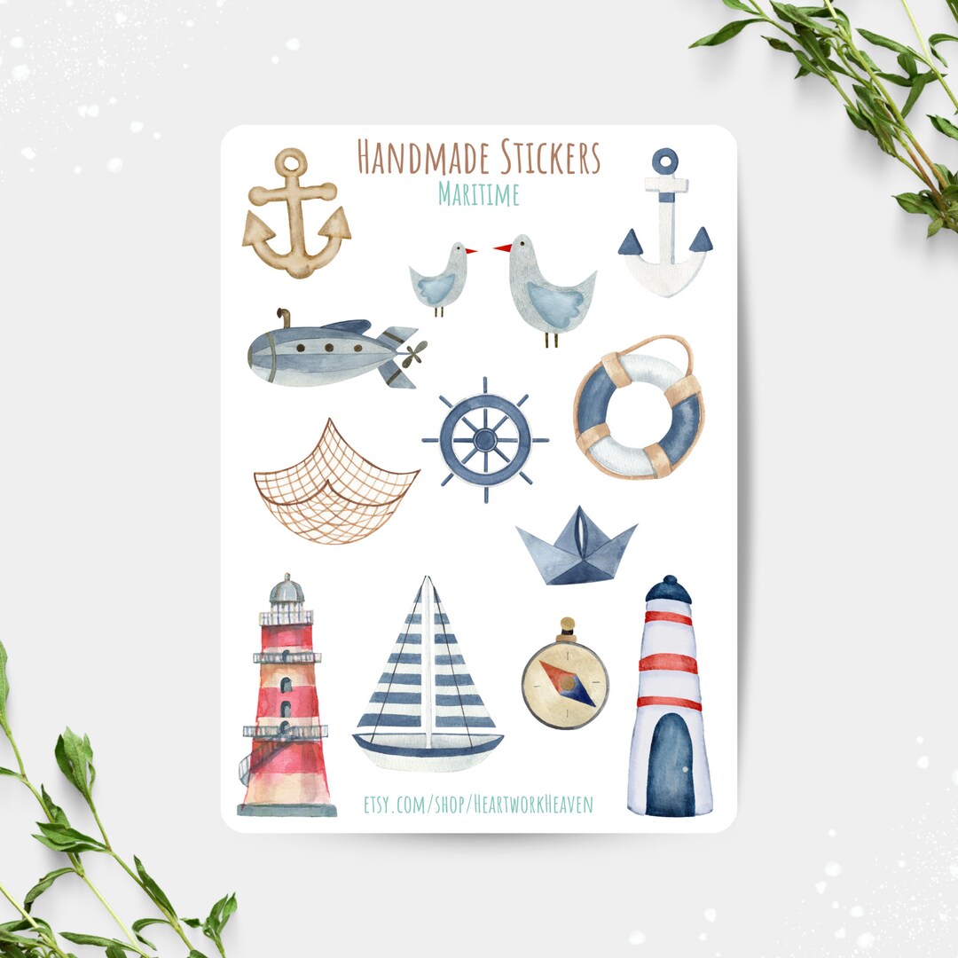 Meer Sticker Sticker Sheet, Scrapbook, Maritime, Sea, Lighthouse, Seagull, Anchor ...