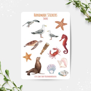 Stickerbogen, Scrapbook, Maritim, Meer, Ufer, Riff, Möwe, Vinyl
