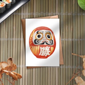Postkarte Daruma Japanisch Asiatisch Matt