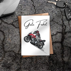 Postkarte Gute Fahrt , Führerschein , bestandene Prüfung, Motorrad, Roller, Matt