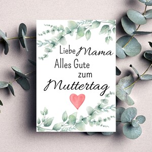 Postkarte Muttertag Wasserfarben Optik Matt