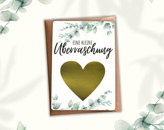 Kraskaart, zwangerschapsaankondiging, een kleine verrassing, kraskaart, zwangerschap, je wordt vader, A6, moeder, vader