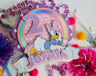 Decorazione per torta Daisy Duck / Decorazione per compleanno Daisy Duck / Decorazione per festa Daisy Duck / Centrotavola Daisy Duck