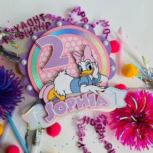 Decorazione per torta Daisy Duck / Decorazione per compleanno Daisy Duck / Decorazione per festa Daisy Duck / Centrotavola Daisy Duck