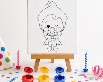 Clown Coloring Canvas| Personalized Paint Activity Kit | Circus Theme Party Favor | Kids Craft Kit | Plim Plim Canva | Plim Plim Gift