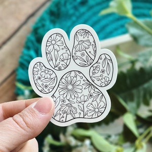 Dog Paw Print Sticker, Floral Print, Puppy Paw, Dog Mama, Cute Animal ...