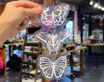 Butterfly Suncatcher Sticker: Rainbow Window Decal, Rainbow Maker, Stained Glass Window Film