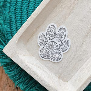 Dog Paw Print Sticker, Floral Print, Puppy Paw, Dog Mama, Cute Animal ...