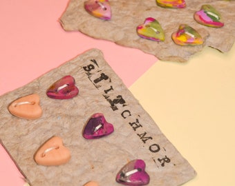 Handmade Candy Heart Polymer Clay BUttons Pastels, Pink, Peach, Knitting,Crochet, Sewing, One of a kind, Custom, Craft, Hearts valentines