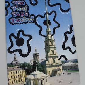 Historical Tranquility: Embroidered Vintage Postcard of Leningrad Cathedral  Vintage Paper, florals, wind